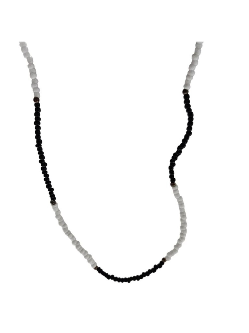 Handmade Seed Beaded Necklace Black White Boho Friendship Fashion Jewelry Women